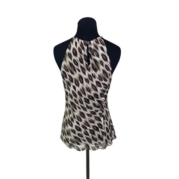 Ann Taylor brown silk animal print sleeveless blouse size 2 - Picture 6 of 8
